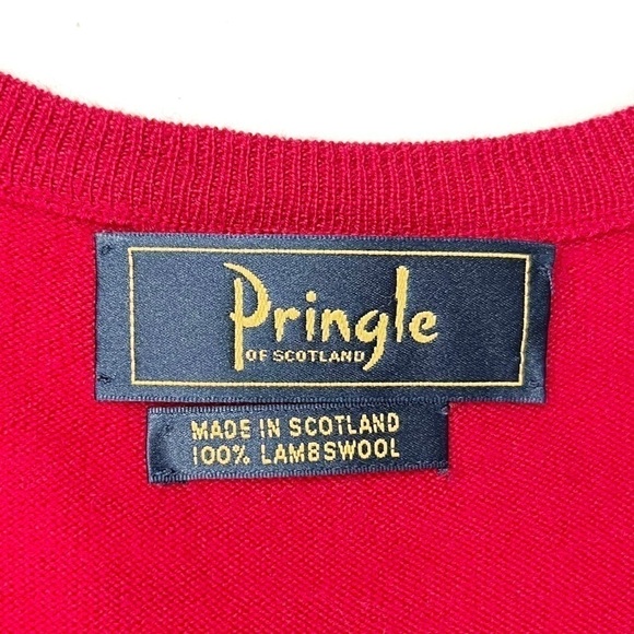 Pringle of Scotland Men’s Large Argyle Sweater Lambswool Red Navy Blue Green EUC - Picture 3 of 8